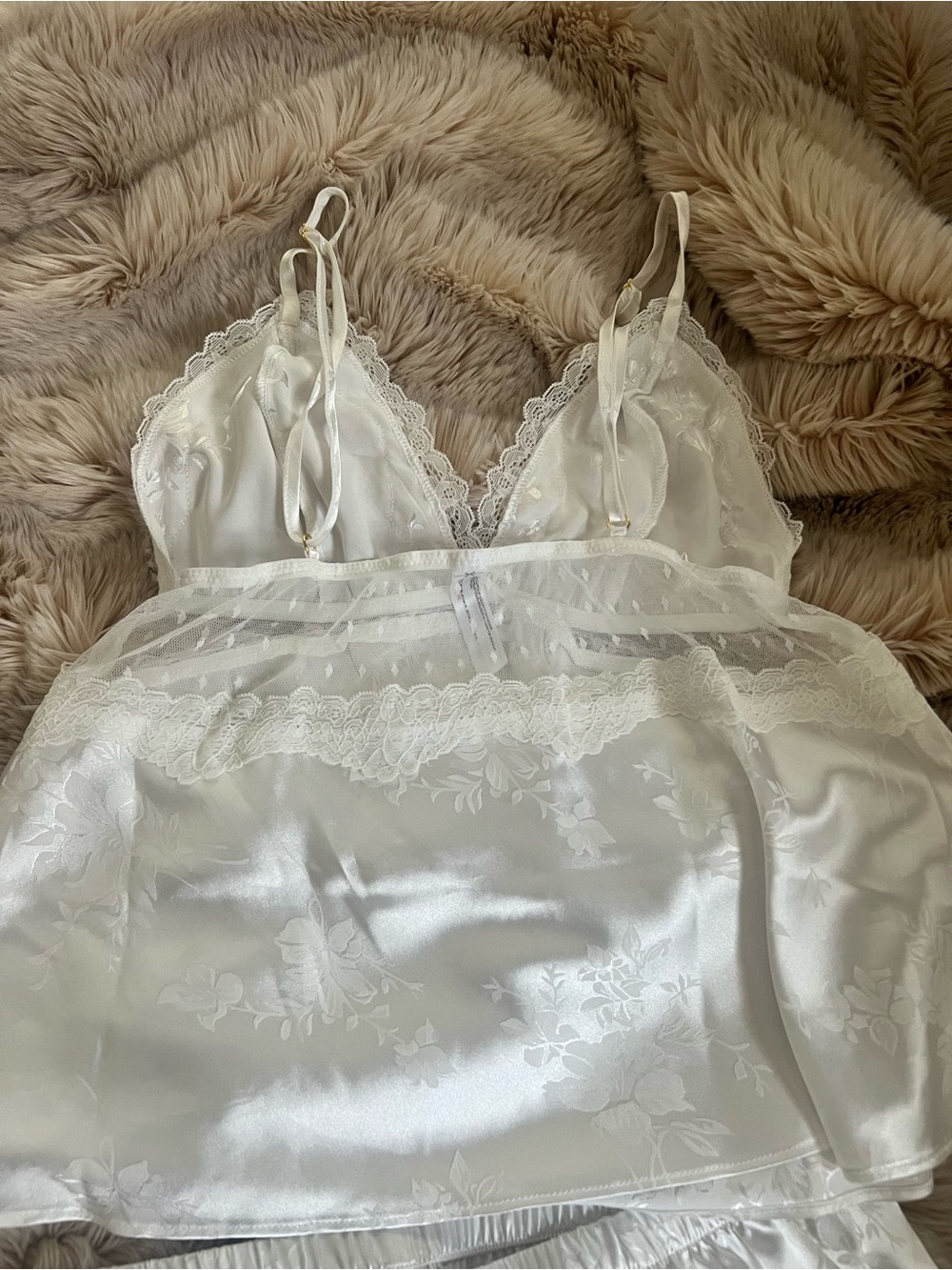 Flora Nikrooz Satin Lace Cami & Short Sleep Set - Ivory Cream XS - Picture 8 of 11